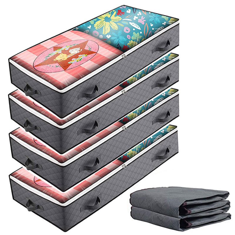 KZ-001001 4Pcs 100*50*15cm Under Bed Zipper Bag with Handle Transparent Window Foldable Blankets Clothes Storage Bin KZ-001001 4Pcs 100*50*15cm Under Bed Zipper Bag with Handle Transparent Window Foldable Blankets Clothes Storage Bin